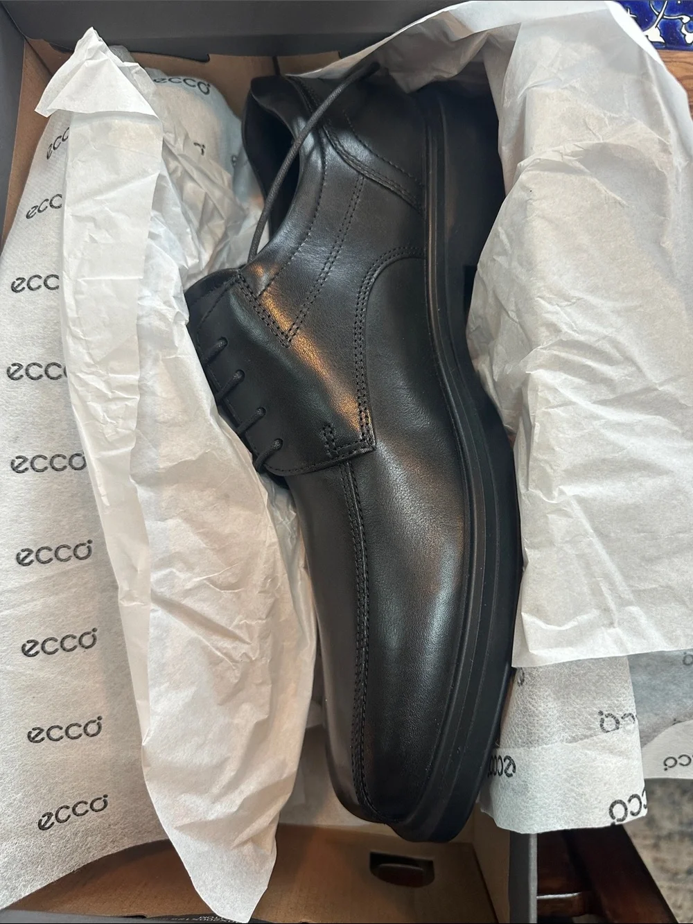 NIB Ecco Helsinki 2 Black Men's Oxford Dress Shoes Size 43 (US 9-9.5)